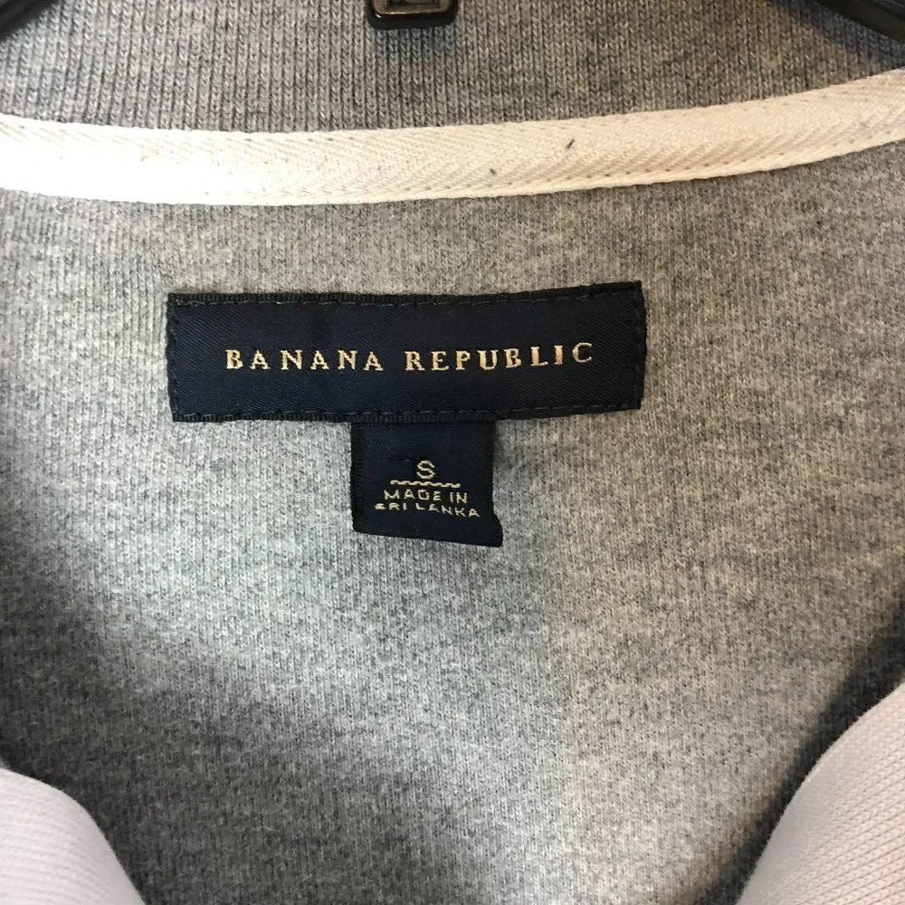 BANANA REPUBLIC 1/4 Zip Up LS Gray Pullover Knit Sweater men's Size S.       M2